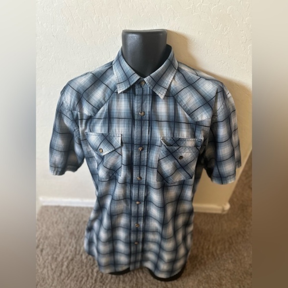 Pendleton Frontier Pearl Snap Plaid Short Sleeve Western Style Shirt Size M